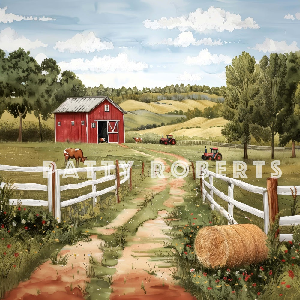 Kate Outdoor Forest Farm Red House Backdrop Designed by Patty Robert -UK
