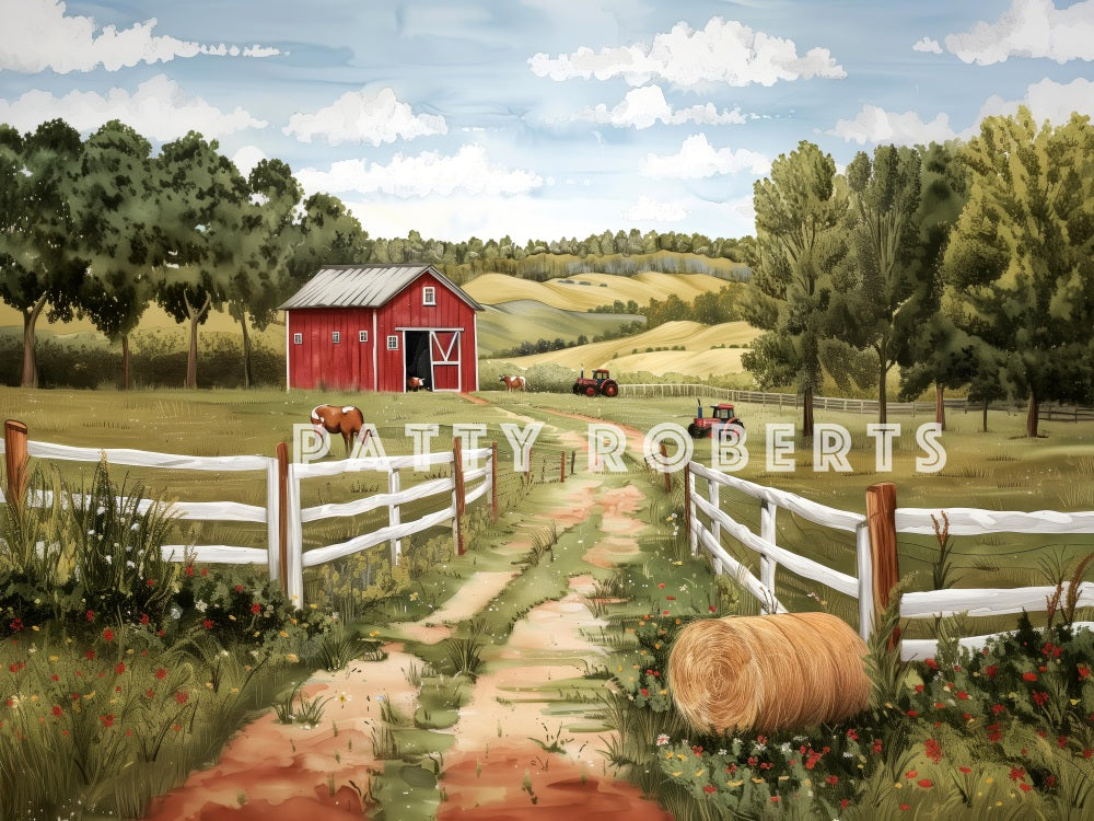 Kate Outdoor Forest Farm Red House Backdrop Designed by Patty Robert -UK