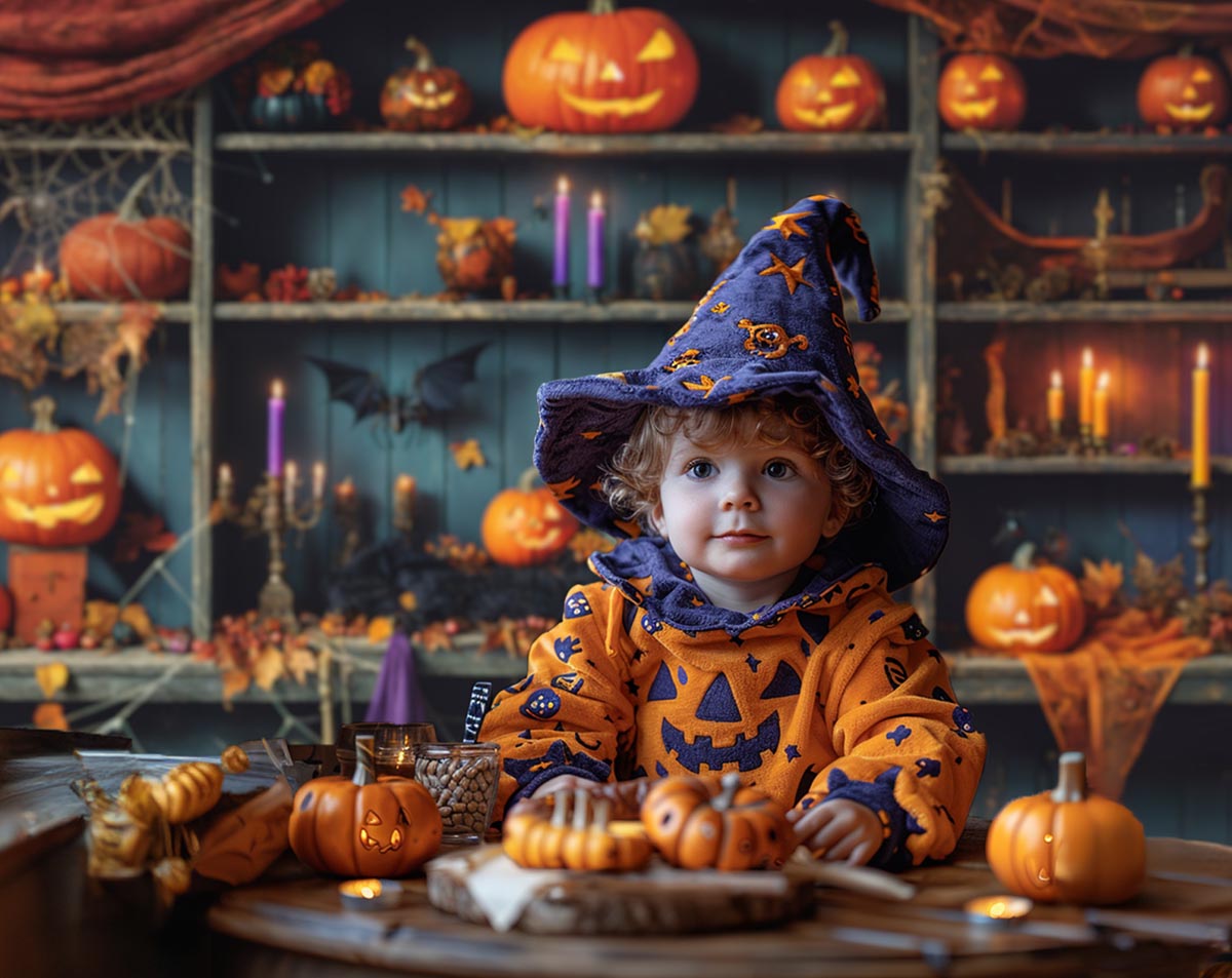 Kate Halloween Green Shabby Wooden Pumpkin Store Room Set -UK