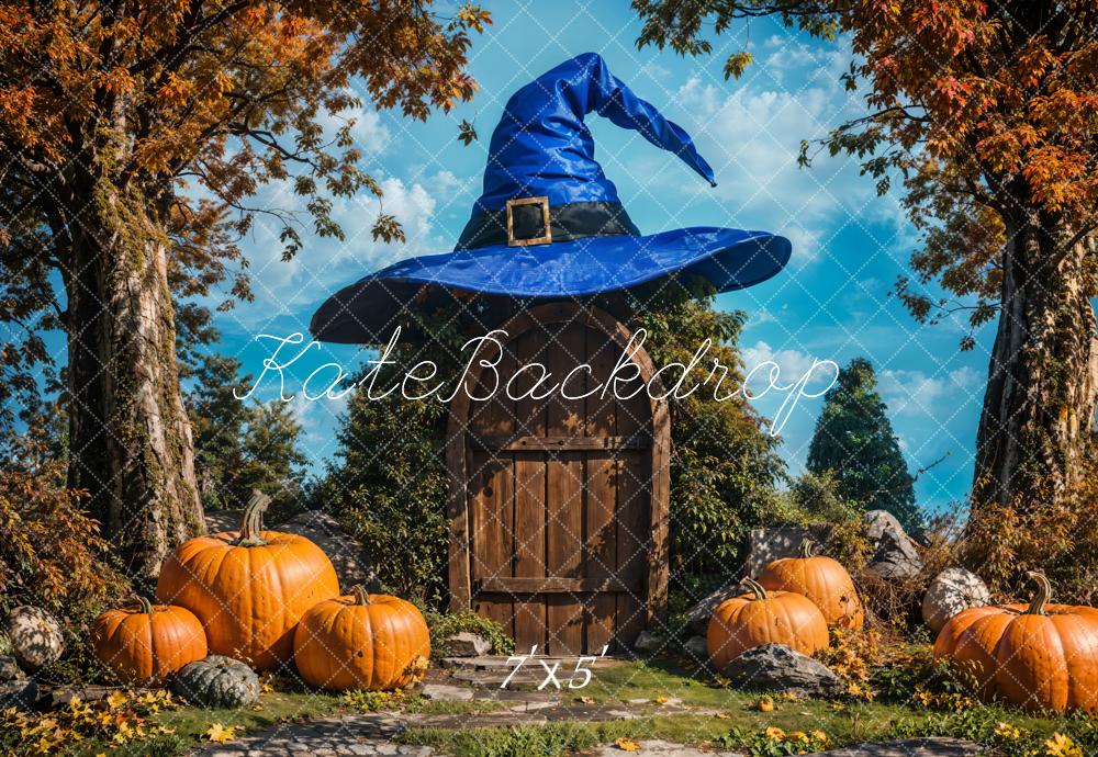 Kate Autumn Maple Tree Blue Magic Hat House Backdrop Designed by Emetselch -UK