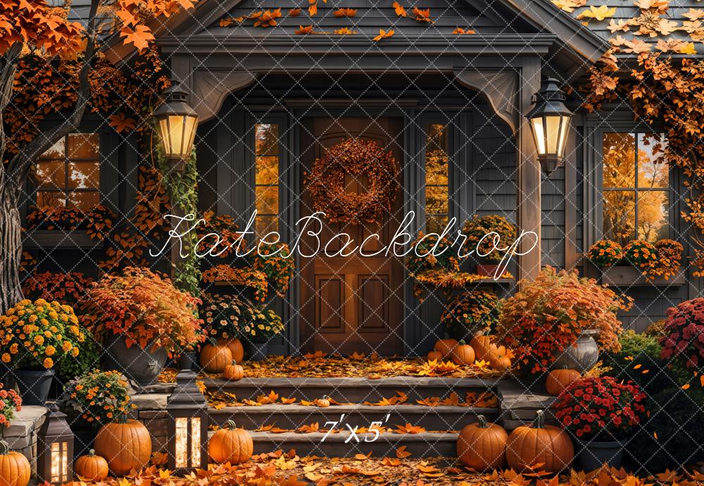 Kate Autumn Maple Leaf Cabin Backdrop Designed by Emetselch -UK