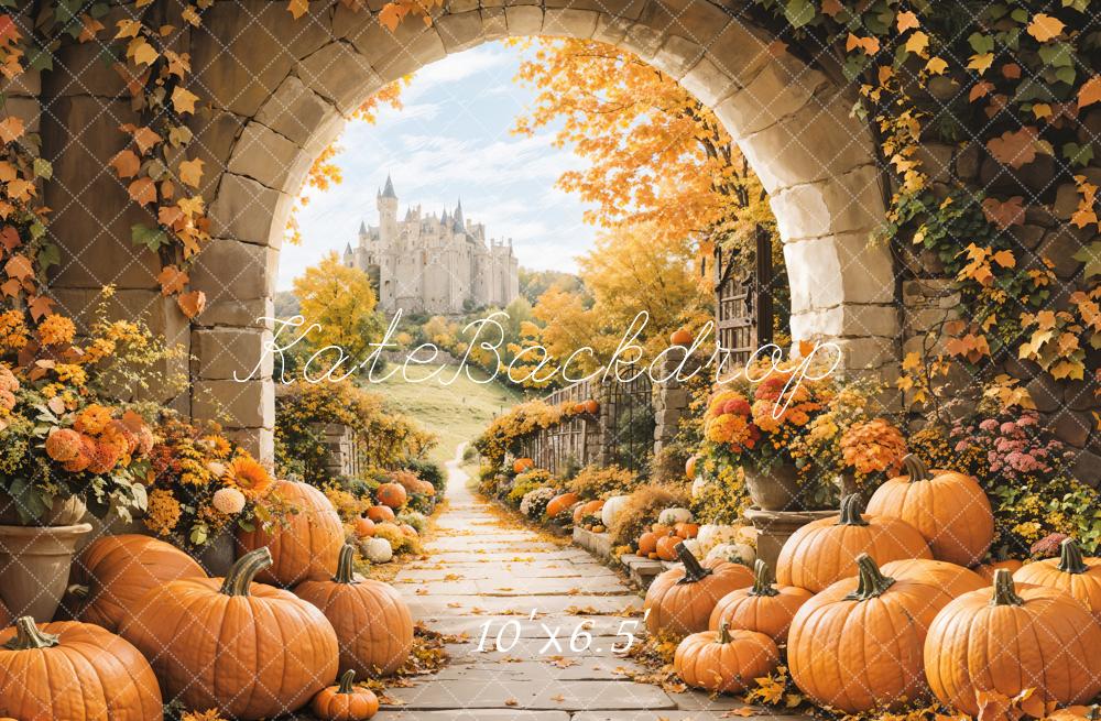 On Sale Kate Autumn Stone Arch Pumpkin Castle Backdrop Designed by Emetselch -UK