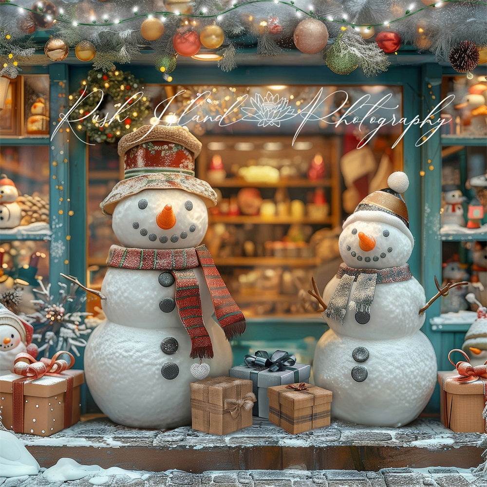 Kate Christmas Happy Snowman Shop Backdrop Designed by Laura Bybee -UK