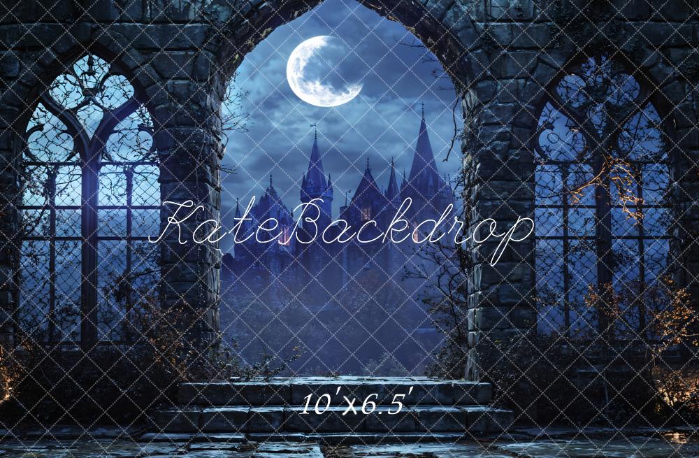 On Sale Kate Halloween Vintage Architecture Castle Night Backdrop Designed by Emetselch -UK