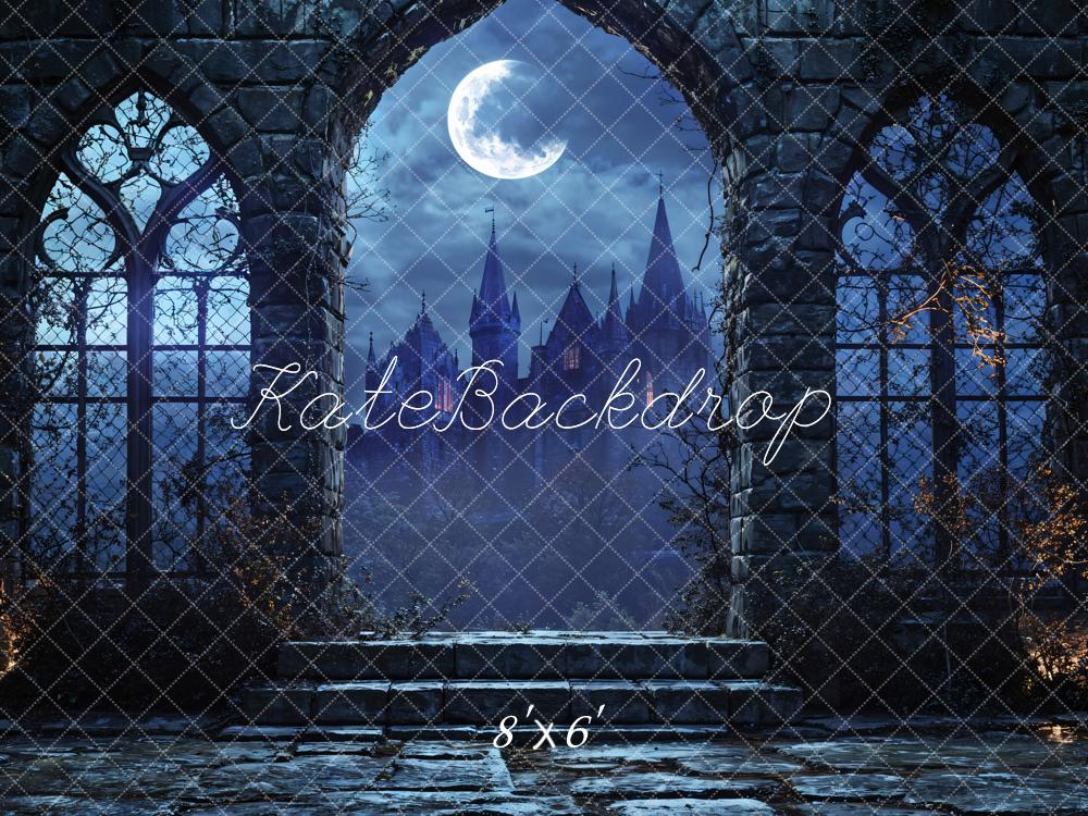On Sale Kate Halloween Vintage Architecture Castle Night Backdrop Designed by Emetselch -UK