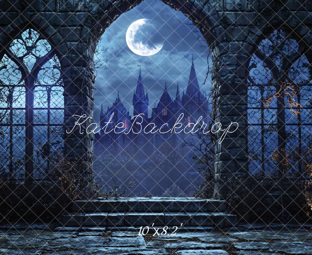 On Sale Kate Halloween Vintage Architecture Castle Night Backdrop Designed by Emetselch -UK