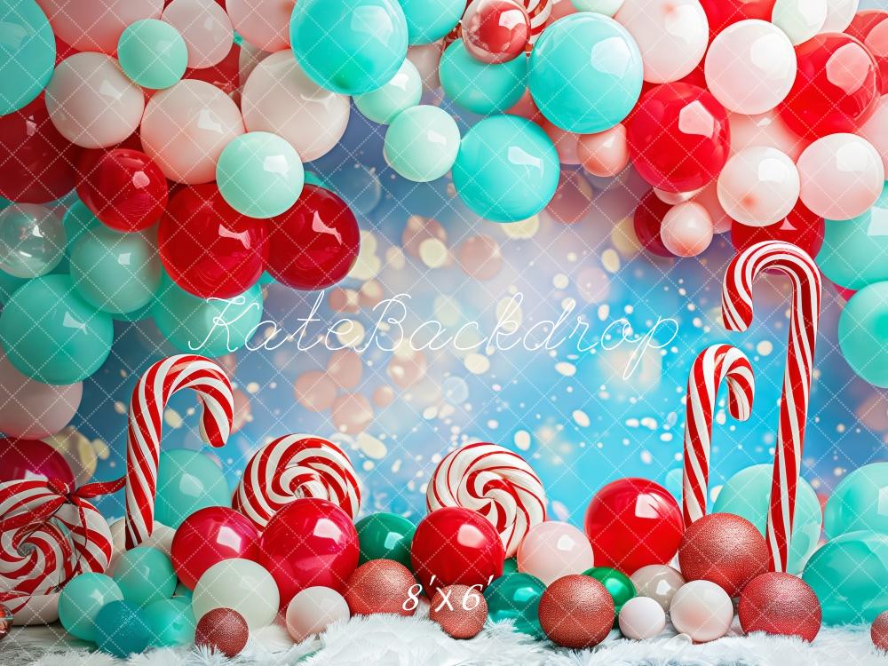 Kate Christmas Red Blue Balloon Arch Candy Cane Backdrop Designed by Patty Robert -UK