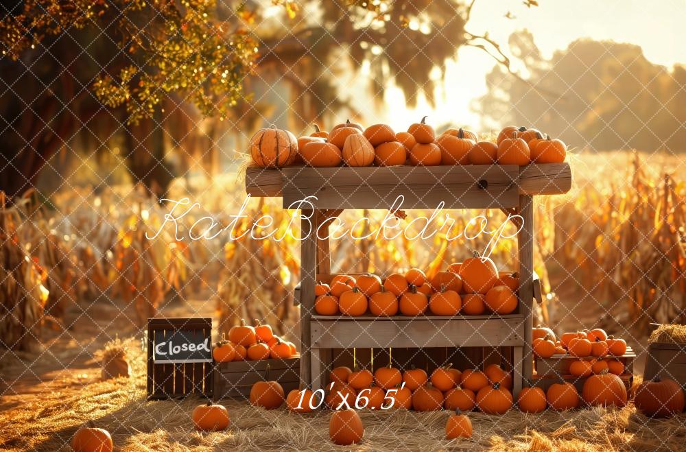 Kate Autumn Pumpkin Stand Harvest Field Backdrop Designed by Patty Robert -UK