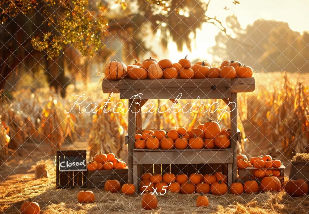 Kate Autumn Pumpkin Stand Harvest Field Backdrop Designed by Patty Robert -UK