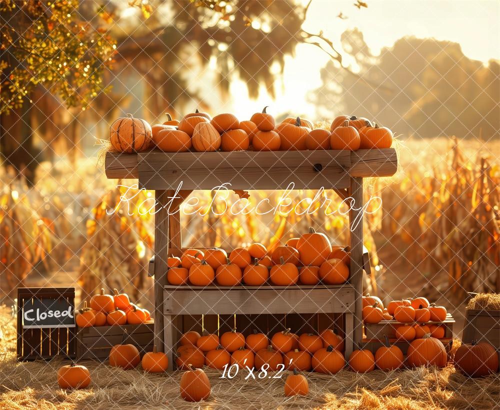 Kate Autumn Pumpkin Stand Harvest Field Backdrop Designed by Patty Robert -UK