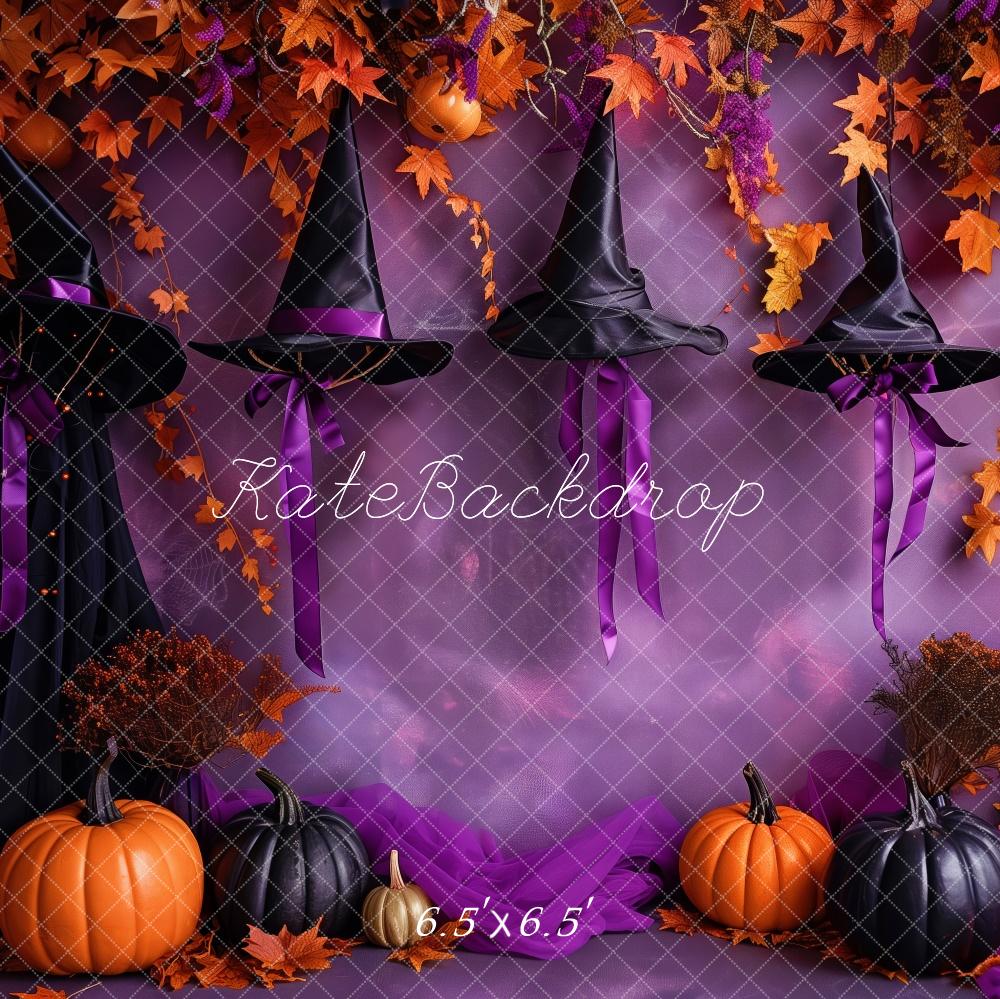 Kate Halloween Witchy Hat Purple Wall Backdrop Designed by Patty Robert -UK