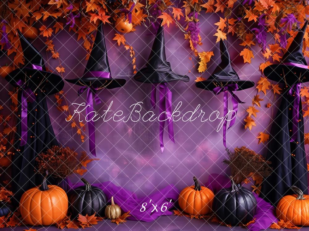 Kate Halloween Witchy Hat Purple Wall Backdrop Designed by Patty Robert -UK