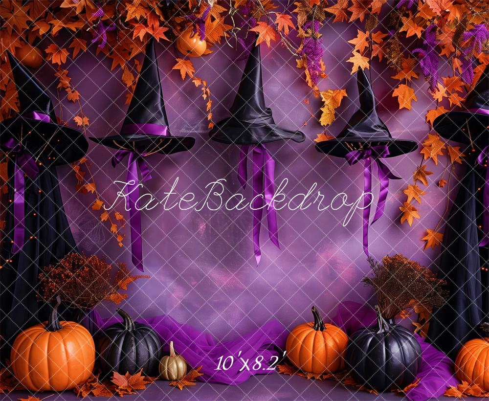Kate Halloween Witchy Hat Purple Wall Backdrop Designed by Patty Robert -UK