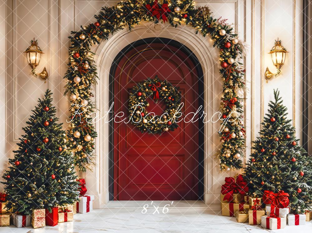 Kate Christmas Tree Red Door Arch Backdrop Designed by Emetselch -UK