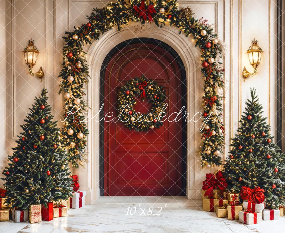 Kate Christmas Tree Red Door Arch Backdrop Designed by Emetselch -UK