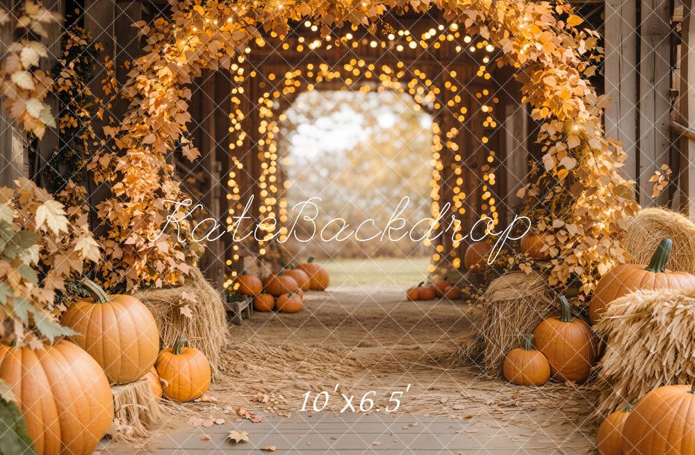 Kate Autumn Maple Arch Pumpkins Barn Backdrop Designed by Emetselch -UK