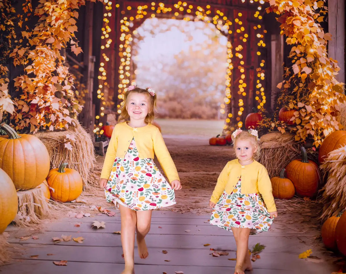Kate Autumn Maple Arch Pumpkins Barn Backdrop Designed by Emetselch -UK