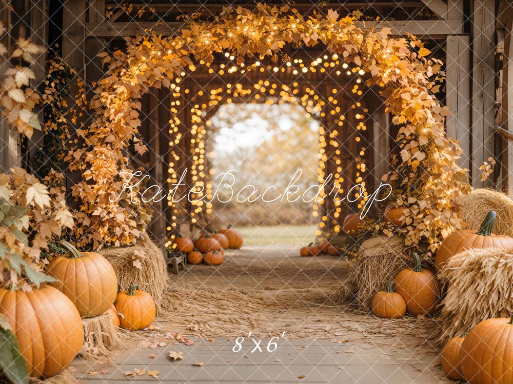 Kate Autumn Maple Arch Pumpkins Barn Backdrop Designed by Emetselch -UK