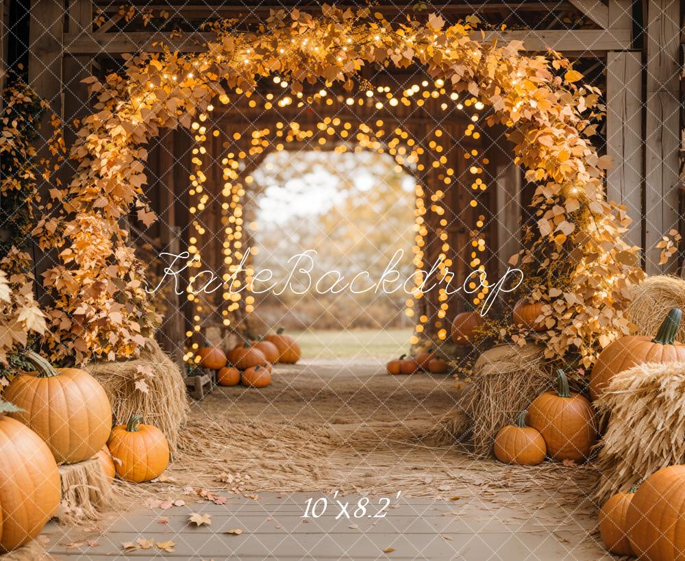 Kate Autumn Maple Arch Pumpkins Barn Backdrop Designed by Emetselch -UK