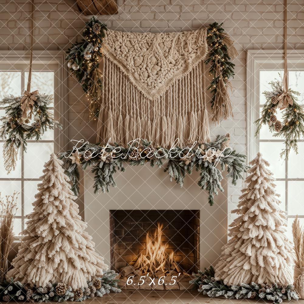 On Sale Kate Christmas Tree Boho Fireplace White Backdrop Designed by Emetselch -UK
