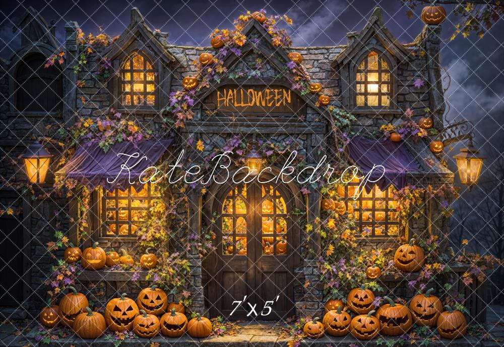 On Sale Kate Halloween Haunted House Pumpkins Backdrop Designed by Emetselch -UK