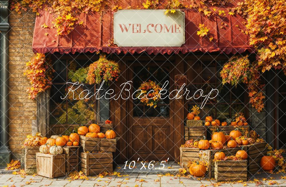 Kate Autumn Pumpkin Shop Maple Leaves Backdrop Designed by Emetselch -UK