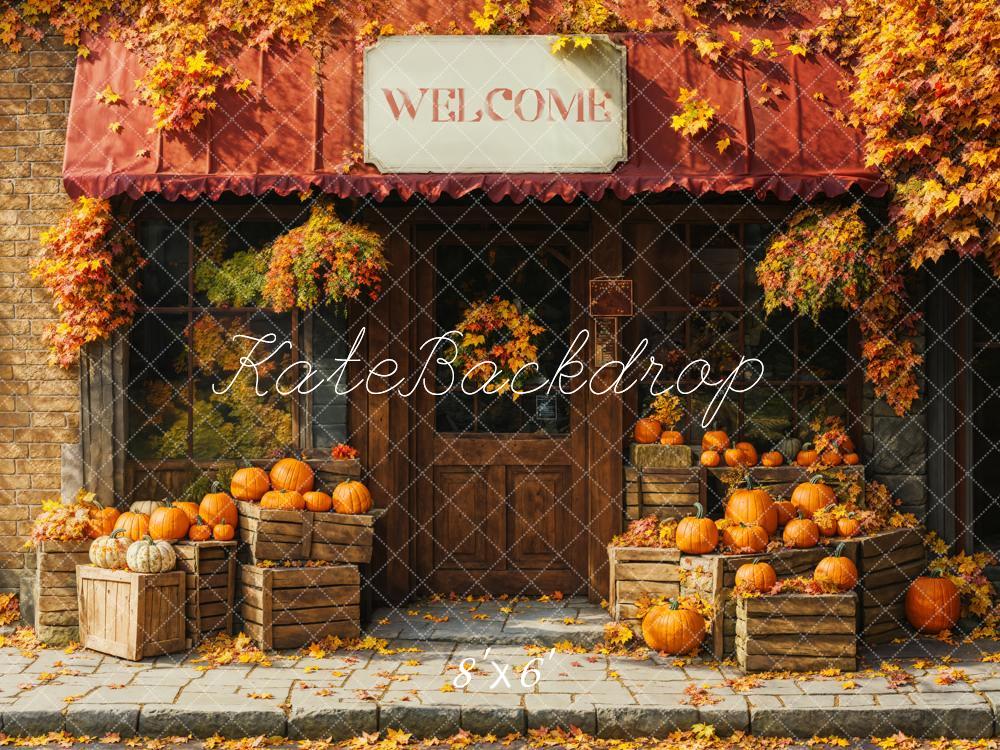 Kate Autumn Pumpkin Shop Maple Leaves Backdrop Designed by Emetselch -UK
