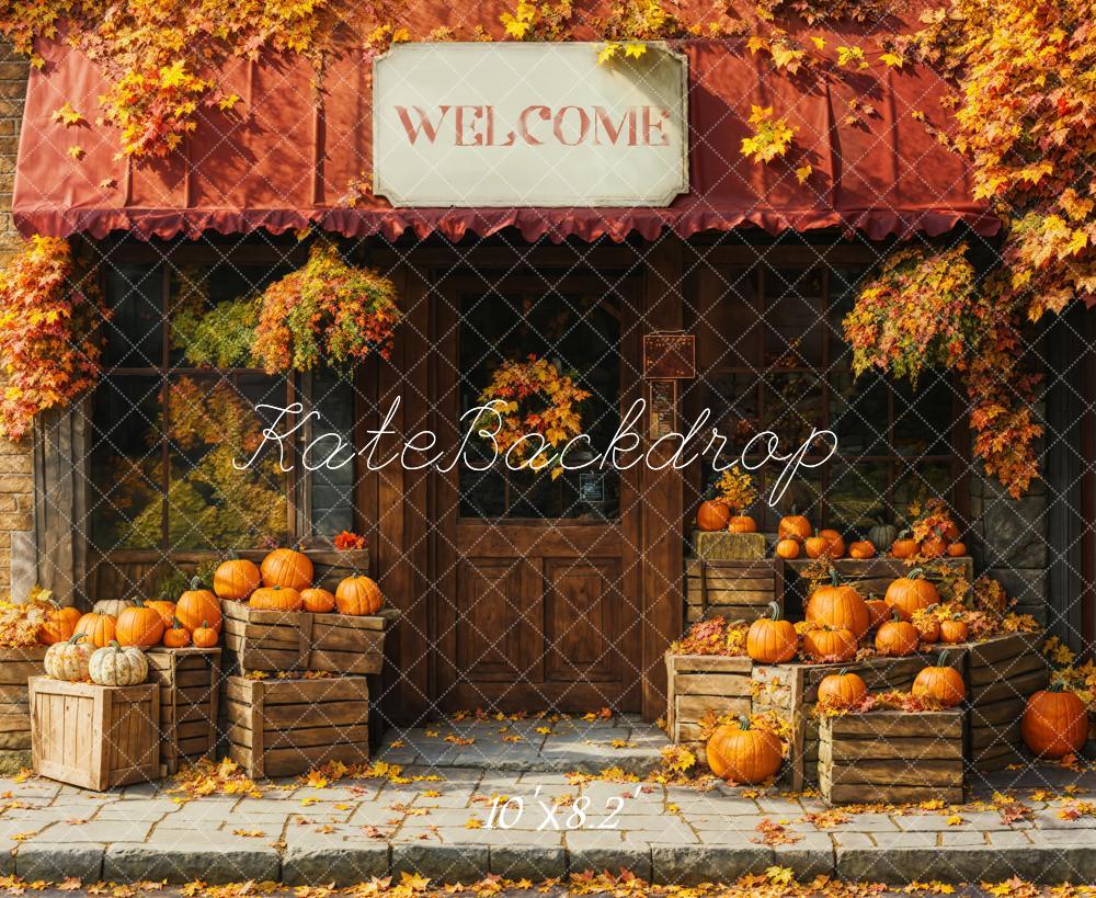 Kate Autumn Pumpkin Shop Maple Leaves Backdrop Designed by Emetselch -UK