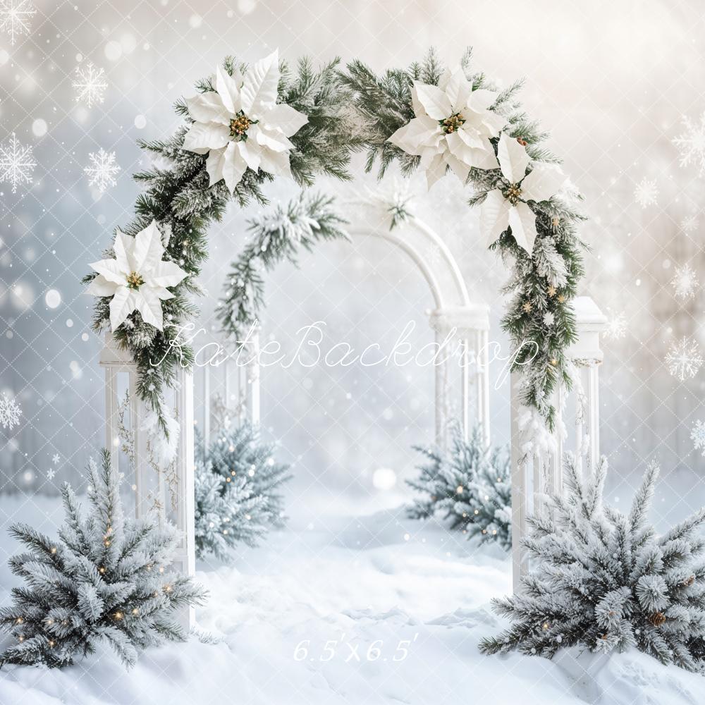 Kate Winter White Floral Arch Backdrop Designed by Emetselch -UK