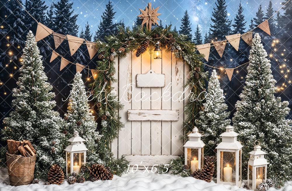 Kate Christmas Tree White Wood Door Backdrop Designed by Emetselch -UK