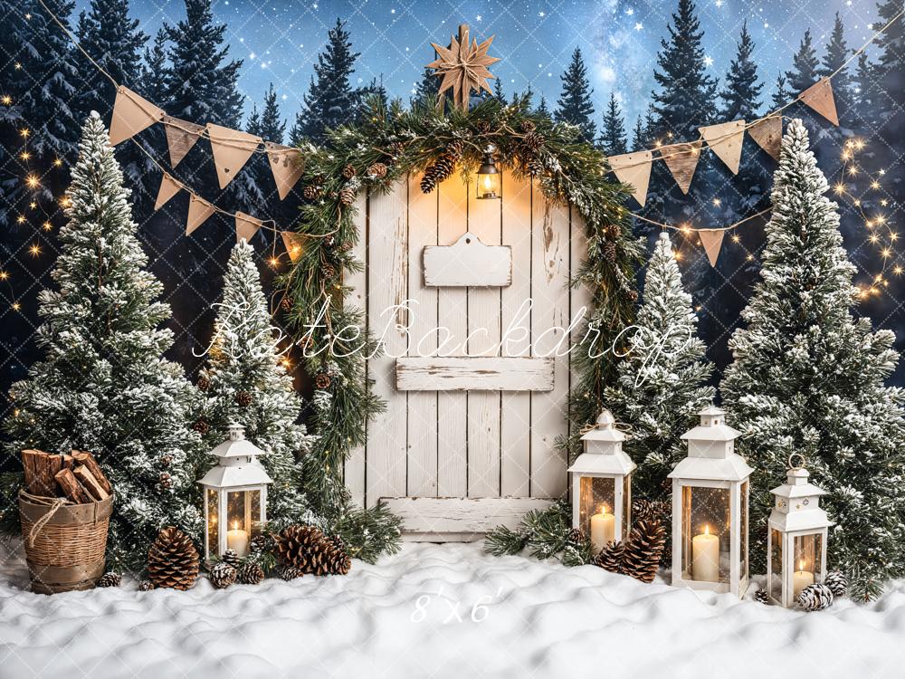 Kate Christmas Tree White Wood Door Backdrop Designed by Emetselch -UK