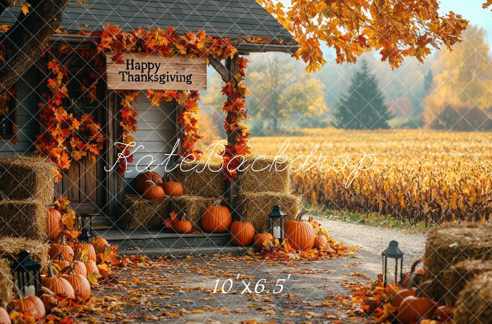 Kate Autumn Cabin Pumpkins Backdrop Designed by Mini MakeBelieve -UK