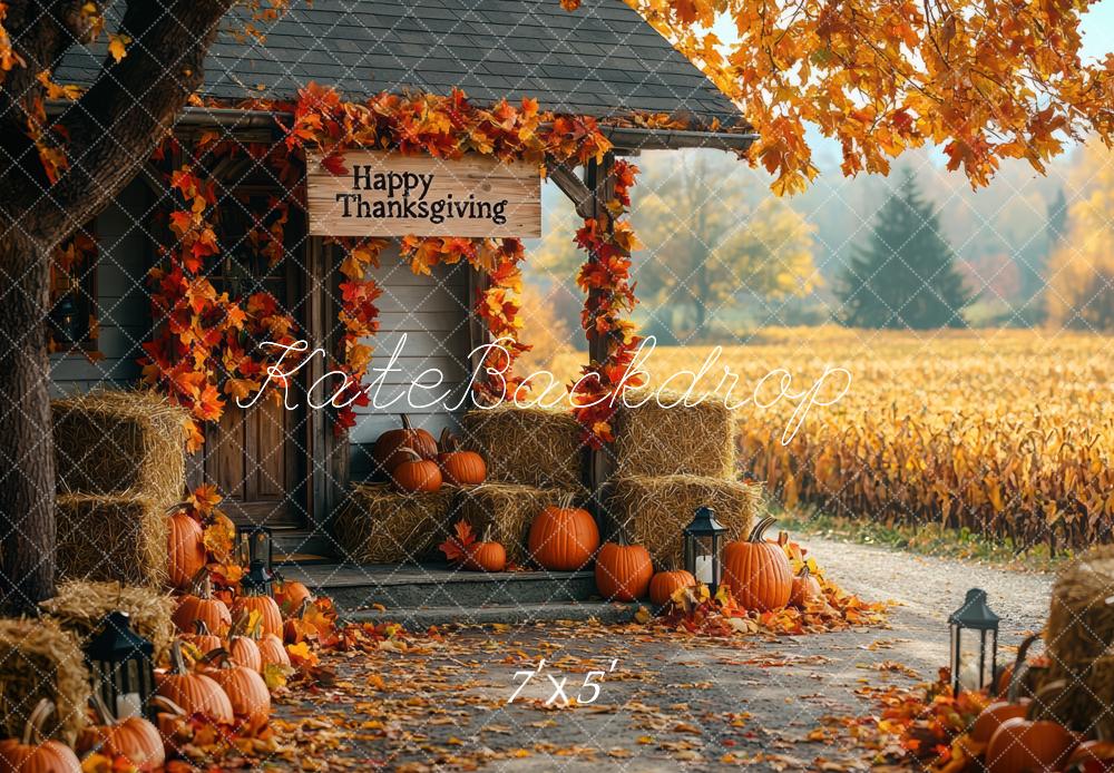 Kate Autumn Cabin Pumpkins Backdrop Designed by Mini MakeBelieve -UK