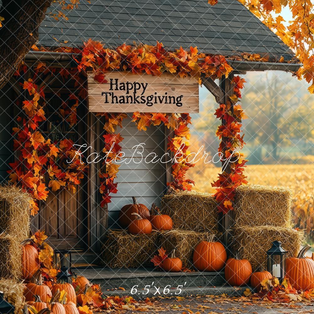 Kate Autumn Cabin Pumpkins Backdrop Designed by Mini MakeBelieve -UK