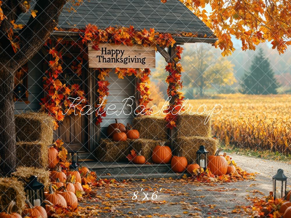 Kate Autumn Cabin Pumpkins Backdrop Designed by Mini MakeBelieve -UK