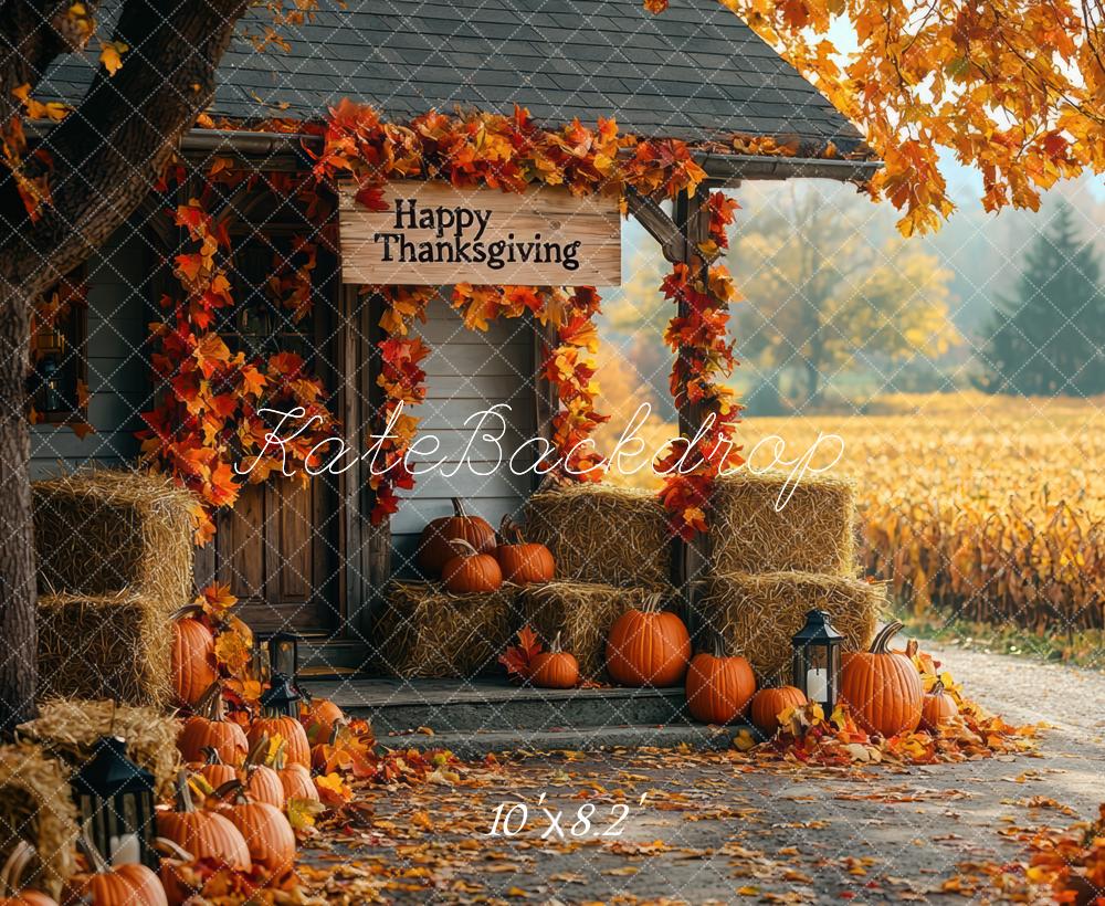 Kate Autumn Cabin Pumpkins Backdrop Designed by Mini MakeBelieve -UK