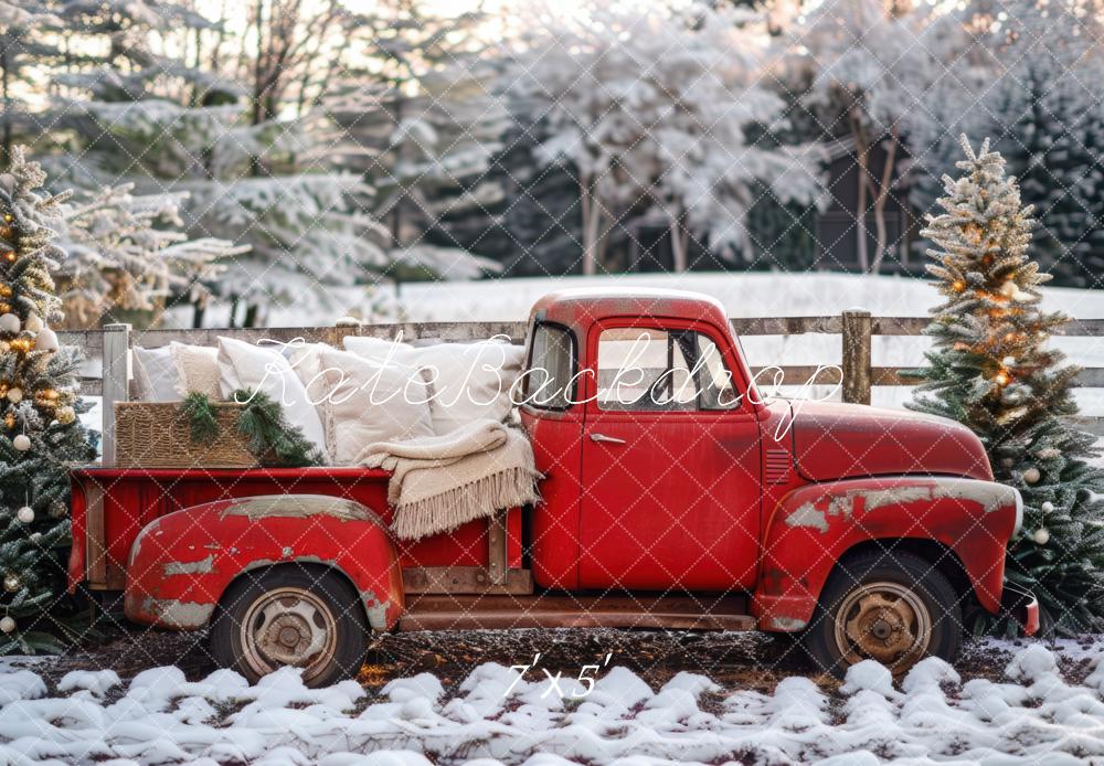 Kate Christmas Winter Red Truck Backdrop Designed by Mini MakeBelieve -UK