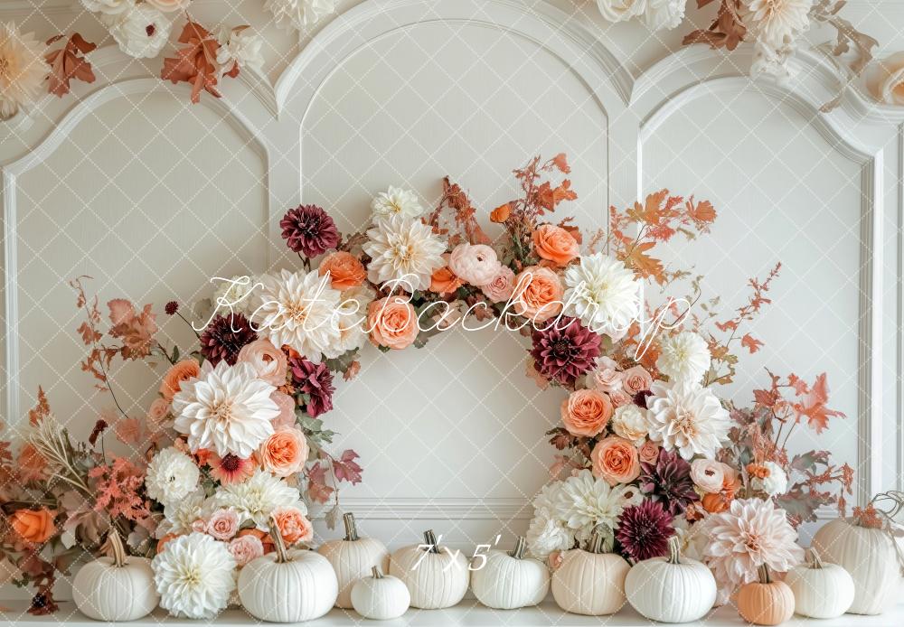 Kate Autumn Flower Arch White Pumpkin Backdrop Designed by Patty Robert -UK