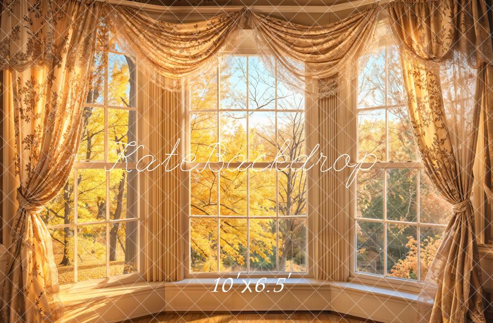 Lightning Deals Kate Autumn Sunlight Window Curtain Backdrop Designed by Emetselch -UK