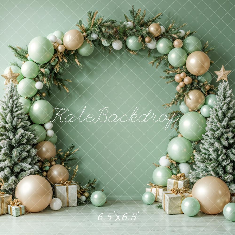 Lightning Deals Kate Christmas Green Balloon Arch Trees Backdrop Designed by Emetselch -UK