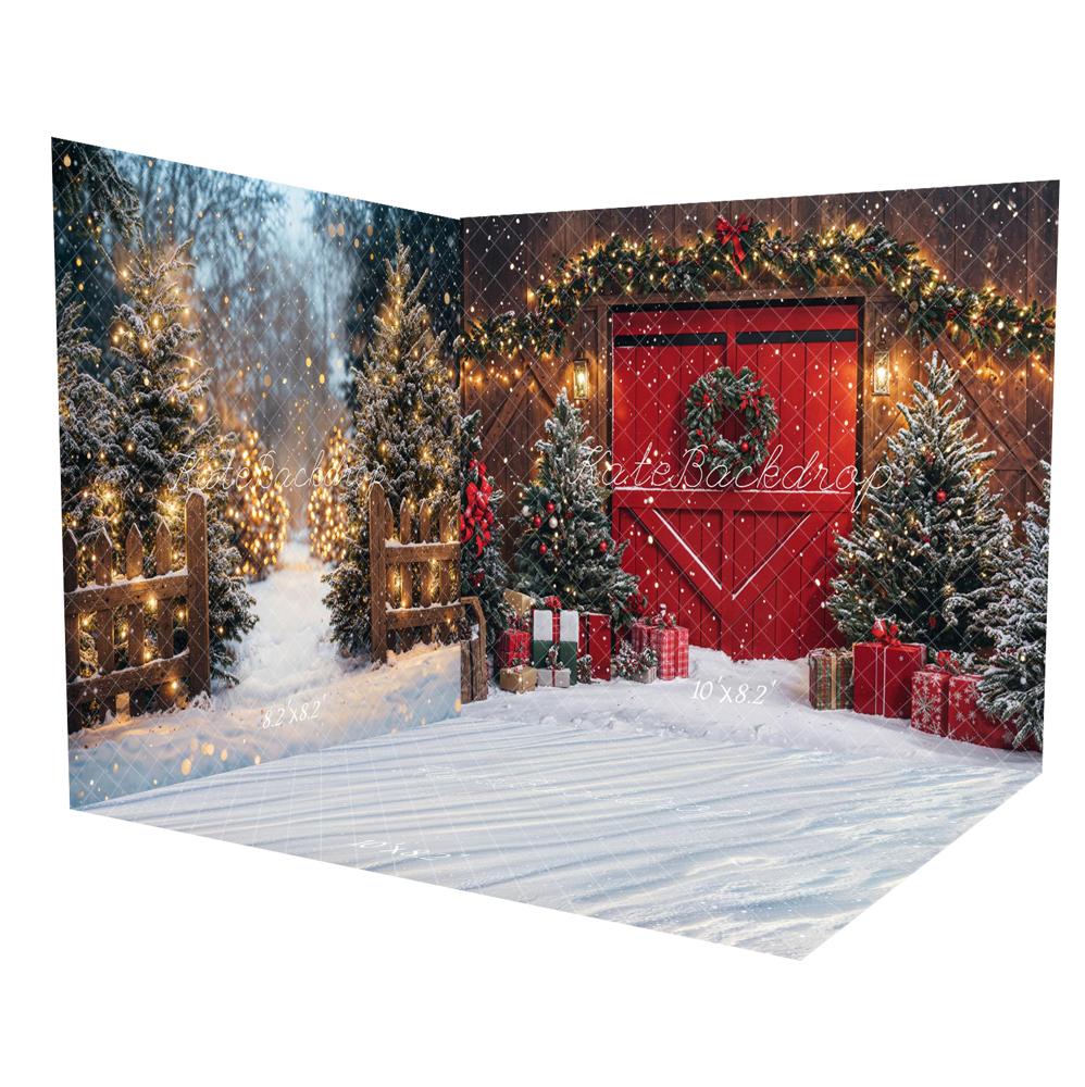 Kate Christmas Red Barn Door Wreath Room Set -UK