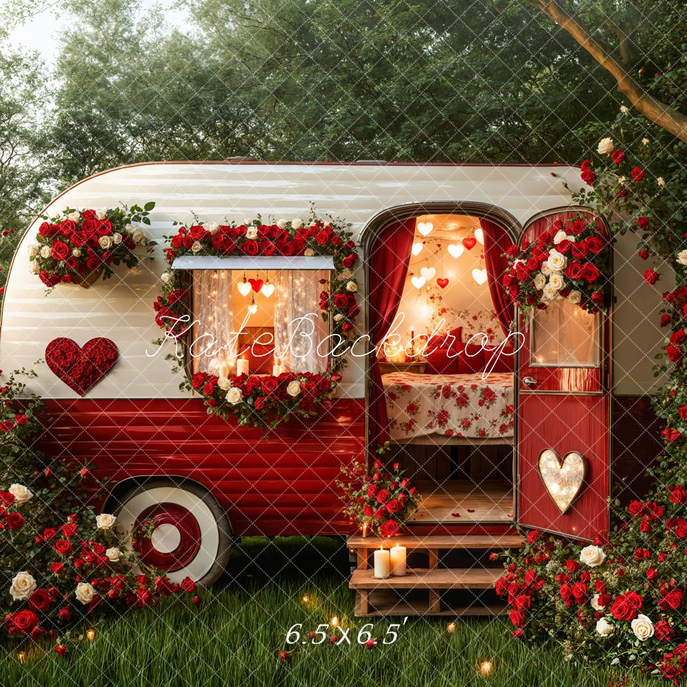Kate Valentine's Day Romantic Heart Camper Backdrop Designed by Emetselch -UK