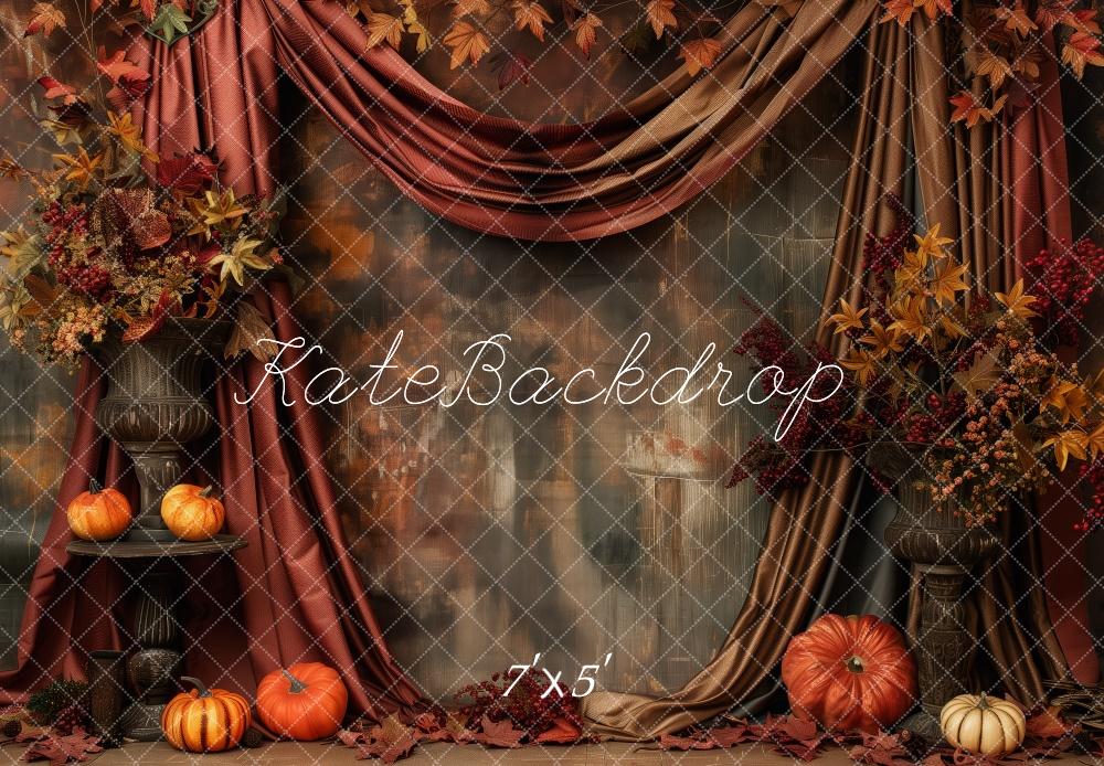 Kate Autumn Pumpkin Patch Red Curtain Backdrop Designed by Patty Robert