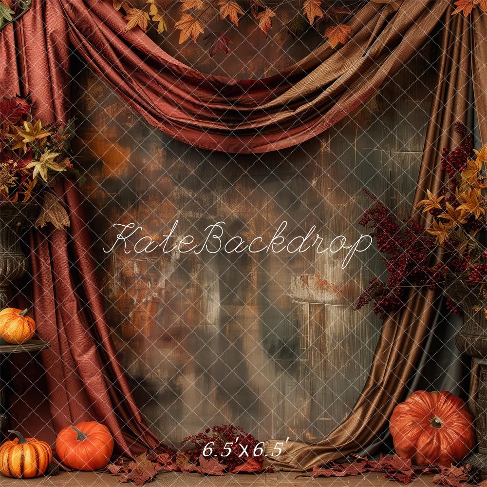 Kate Autumn Pumpkin Patch Red Curtain Backdrop Designed by Patty Robert