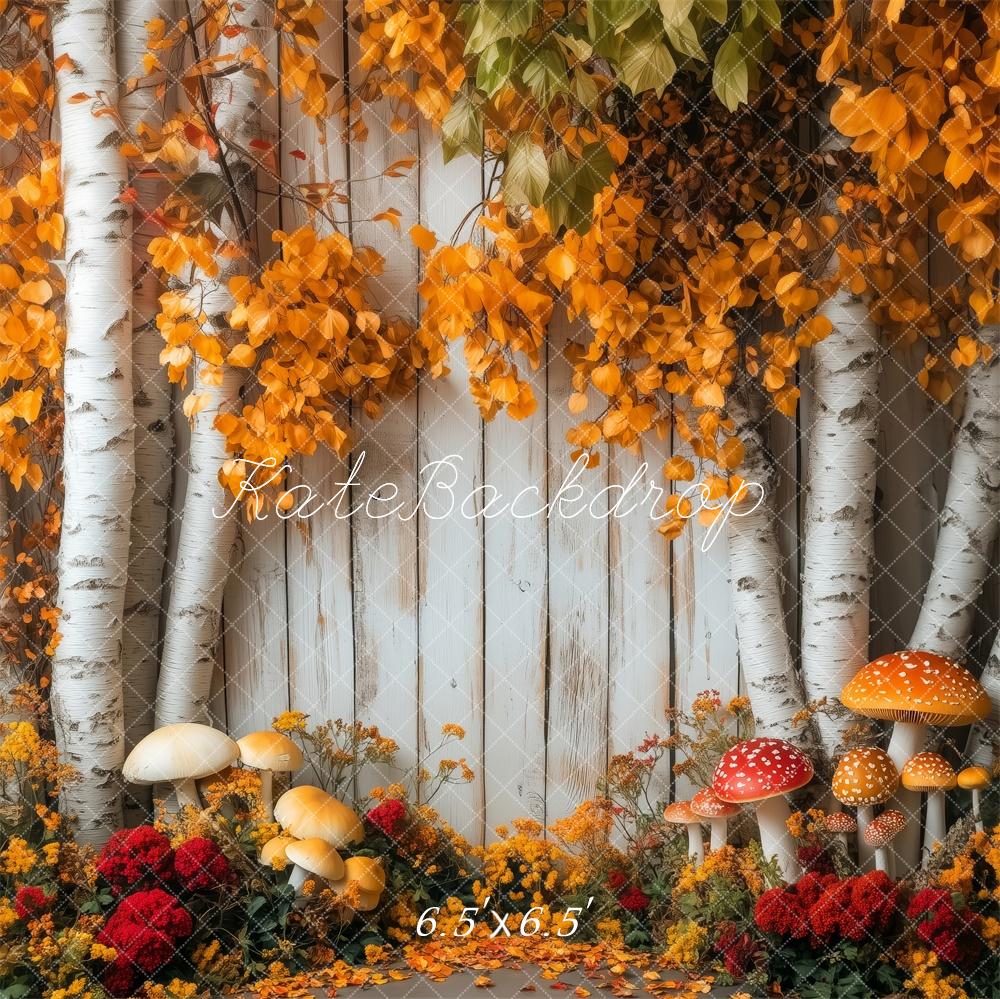 Kate Autumn Birch Trees Mushrooms Backdrop Designed by Patty Robert -UK