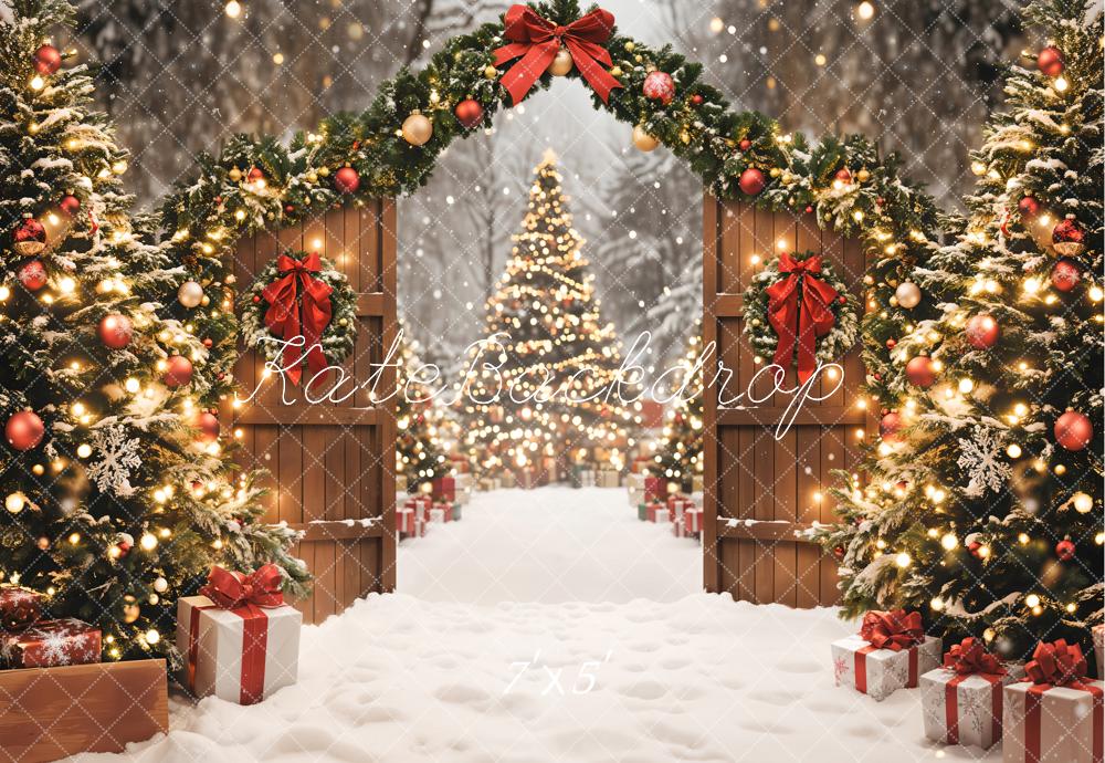 Kate Christmas Tree Garland Gifts Snow Backdrop Designed by Emetselch -UK