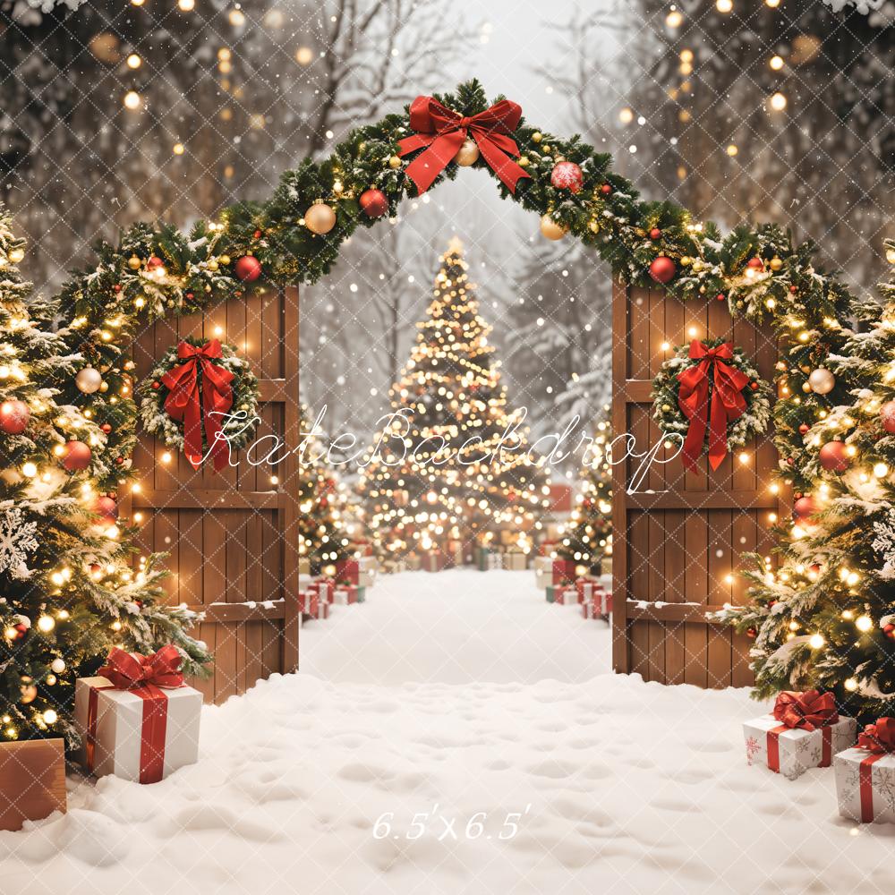 Kate Christmas Tree Garland Gifts Snow Backdrop Designed by Emetselch -UK