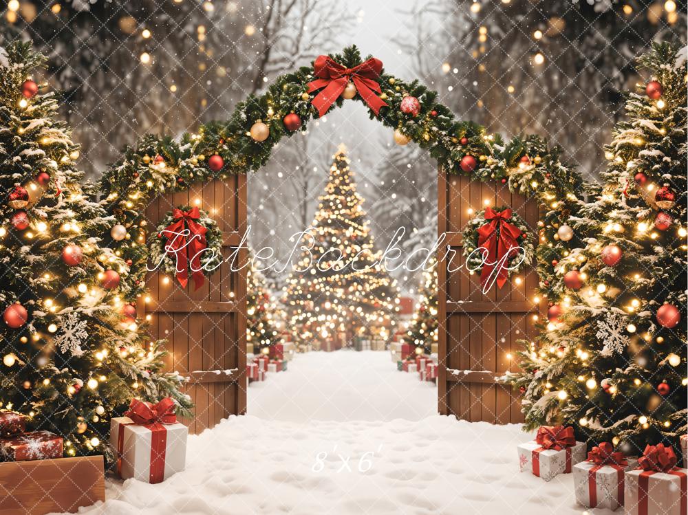 Kate Christmas Tree Garland Gifts Snow Backdrop Designed by Emetselch -UK
