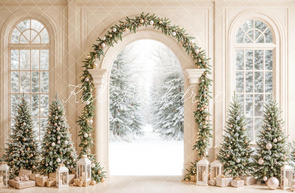Kate Christmas Tree White Arched Door Backdrop Designed by Emetselch