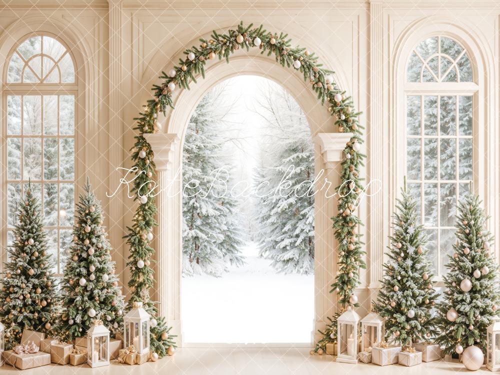 Kate Christmas Tree White Arched Door Backdrop Designed by Emetselch